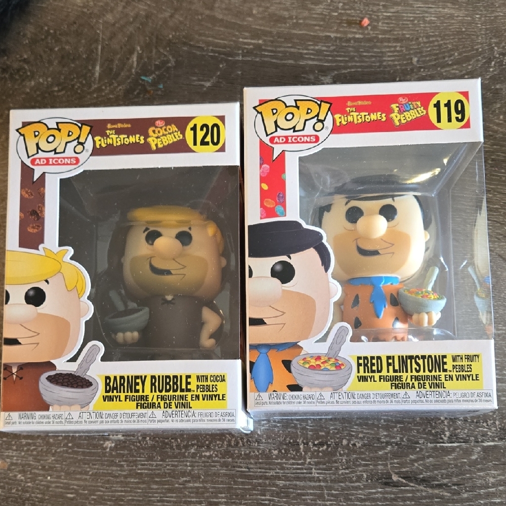 Funko Pop! Fred Flintstone and Barney Rubble Figures Brand New Never Opened